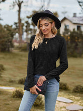 Load image into Gallery viewer, Ribbed Round Neck Long Sleeve Tee
