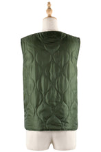 Load image into Gallery viewer, Green V-Neck Side Pocket Zipper Up Vest Coat
