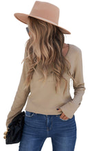 Load image into Gallery viewer, Crewneck Buttons Ribbed Knit Long Sleeve Top
