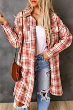 Load image into Gallery viewer, Double Take Plaid Button-Up Longline Shacket with Breast Pockets
