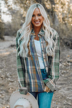 Load image into Gallery viewer, Green Chest Pockets Button Up Plaid Top
