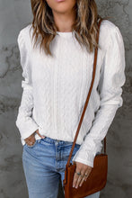 Load image into Gallery viewer, Solid Color Puffy Sleeve Textured Knit Top
