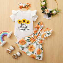 Load image into Gallery viewer, Graphic Bodysuit and Sunflower Overall Skirt Set

