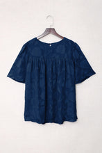 Load image into Gallery viewer, Floral Textured Ruffled Half Sleeve Babydoll Top
