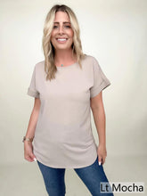 Load image into Gallery viewer, Zenana Rolled Sleeve Boat Neck Top
