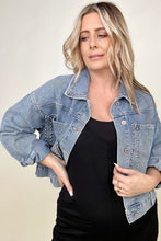 Load image into Gallery viewer, Rivet Studded Pocketed Denim Jacket
