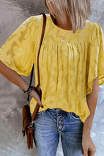Load image into Gallery viewer, Floral Textured Ruffled Half Sleeve Babydoll Top
