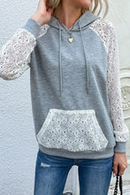Load image into Gallery viewer, Lace Raglan Sleeve Drawstring Hoodie
