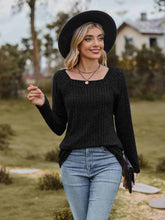 Load image into Gallery viewer, Ribbed Square Neck Long Sleeve Tee
