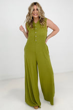 Load image into Gallery viewer, Jade By Jane Button Up Textured Wide Leg Jumpsuit
