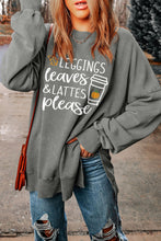 Load image into Gallery viewer, Round Neck Dropped Shoulder LEGGINGS LEAVES LATTES PLEASE Graphic Sweatshirt
