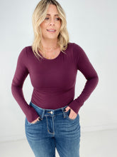 Load image into Gallery viewer, Rae Mode Solid Butter Round Neck Long Sleeve Bodysuit
