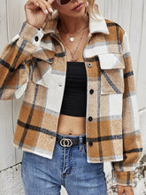Load image into Gallery viewer, Double Take Plaid Collared Neck Jacket with Breast Pockets
