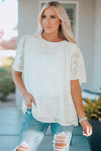Load image into Gallery viewer, Floral Textured Ruffled Half Sleeve Babydoll Top
