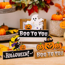 Load image into Gallery viewer, Halloween Decoration Gnome Letters Wooden Ornament
