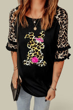 Load image into Gallery viewer, Easter Leopard Frill Trim Half-Sleeve Top
