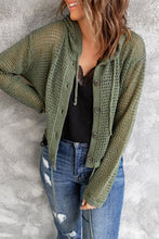 Load image into Gallery viewer, Green Button Up Long Sleeve Hooded Cardigan
