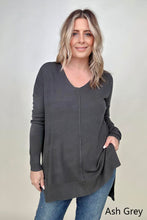 Load image into Gallery viewer, Zenana Hi-Low Hem V Neck Knit Top
