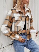 Load image into Gallery viewer, Double Take Plaid Collared Neck Jacket with Breast Pockets
