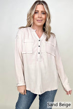 Load image into Gallery viewer, Zenana Gauze Split Neck Button Front Top
