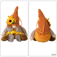 Load image into Gallery viewer, Thanksgiving Harvest Floral Striped Knit Gnome Ornament
