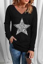 Load image into Gallery viewer, Leopard Star Graphic V-Neck Top
