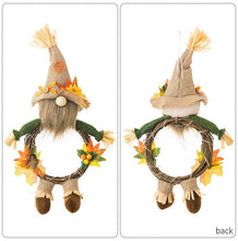 Load image into Gallery viewer, Thanksgiving Harvest Burlap Hat Gnomen Wreath
