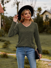 Load image into Gallery viewer, Ribbed V-Neck Long Sleeve Tee
