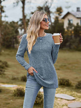 Load image into Gallery viewer, Ribbed Round Neck Long Sleeve Tee
