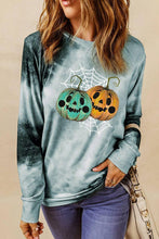Load image into Gallery viewer, Tie Dye Pumpkin Cobweb Graphic Long Sleeve Top
