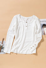 Load image into Gallery viewer, Crewneck Buttons Ribbed Knit Long Sleeve Top

