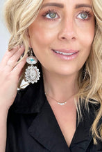 Load image into Gallery viewer, Retro Oval Turquoise Geometric Dangle Earrings
