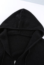 Load image into Gallery viewer, Zipper V-Neck Dropped Sleeve Hooded Solid Sweater
