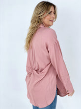 Load image into Gallery viewer, Easel "Twisted Tunic" Solid Button Down Tunic Shirt

