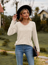 Load image into Gallery viewer, Ribbed V-Neck Long Sleeve Tee

