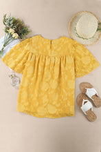 Load image into Gallery viewer, Floral Textured Ruffled Half Sleeve Babydoll Top
