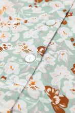 Load image into Gallery viewer, Green Floral Print Tie V Neck Button Up Blouse
