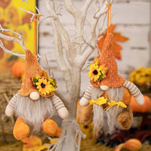 Load image into Gallery viewer, Thanksgiving Harvest Floral Striped Knit Gnome Ornament
