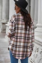 Load image into Gallery viewer, Plaid Curved Hem Dropped Shoulder Longline Shirt Jacket
