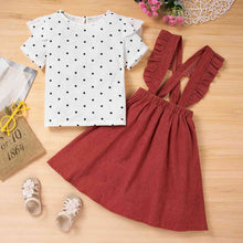 Load image into Gallery viewer, Short Sleeve Top and Overall Skirt Set
