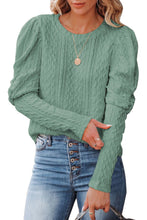 Load image into Gallery viewer, Solid Color Puffy Sleeve Textured Knit Top
