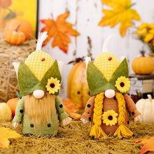 Load image into Gallery viewer, Thanksgiving Harvest Corn Hat Floral Gnome Ornaments
