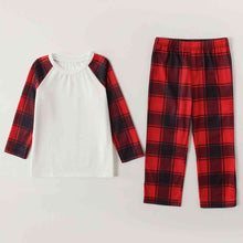 Load image into Gallery viewer, Raglan Sleeve Top and Plaid Pants Set
