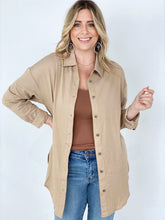 Load image into Gallery viewer, Easel "Twisted Tunic" Solid Button Down Tunic Shirt
