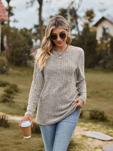 Load image into Gallery viewer, Ribbed Round Neck Long Sleeve Tee
