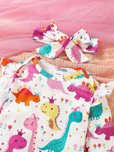 Load image into Gallery viewer, Cute Dinosaur Pattern Top and Buttoned Skirt Set
