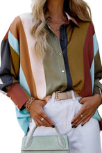 Load image into Gallery viewer, Multicolor Stripe Color Block Oversized Long Sleeve Shirt
