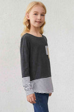 Load image into Gallery viewer, Girls Striped Color Block Sequin Pocket Top
