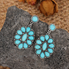Load image into Gallery viewer, Retro Turquoise Geometric Dangle Earrings
