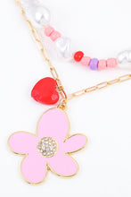 Load image into Gallery viewer, Flower and Heart Pendant Layered Necklace

